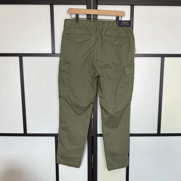 Polo Ralph Lauren Utility Cargo Pants Slim Fit Olive Green Size 34x30 Preppy NWT